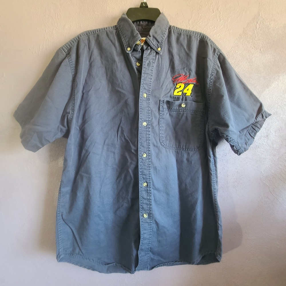 Winner's Circle Jeff Gordon NASCAR Shirt Mens L Navy Blue Short Sleeve 24 Racing